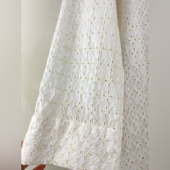 Zara Oversized Cotton Shirt with Openwork Eyelet Embroidery – Size L - Picture 10 of 14